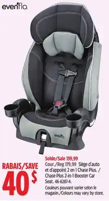 Canadian Tire Evenflo Chase Plus 2-in-1 Booster Car Seat offer