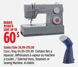 Canadian Tire Selected Irons, Steamers or Sewing Machine offer