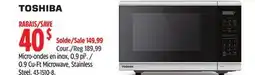 Canadian Tire Toshiba 0.9 Cu-Ft Microwave, Stainless Steel offer