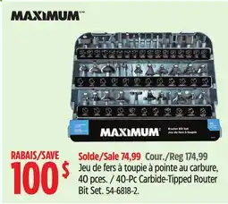 Canadian Tire Maximum 40-Pc Carbide-Tipped Router Bit Set offer