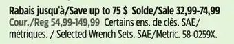 Canadian Tire Selected MAXIMUM Wrench Sets offer
