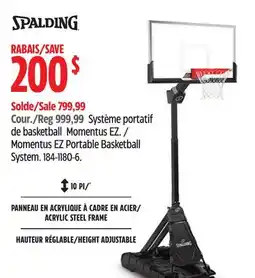 Canadian Tire Spalding Momentus EZ Portable Basketball System offer