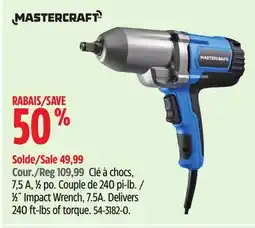 Canadian Tire MASTERCRAFT 1⁄2˝ Impact Wrench, 7.5A offer