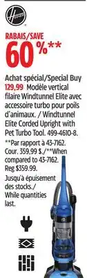 Canadian Tire HOOVER Windtunnel Elite Corded Upright with Pet Turbo Tool offer