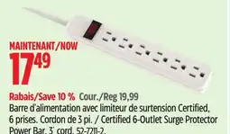 Canadian Tire Certified 6-Outlet Surge Protector Power Bar offer