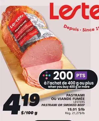 IGA LESTERS PASTRAMI OR SMOKED BEEF offer