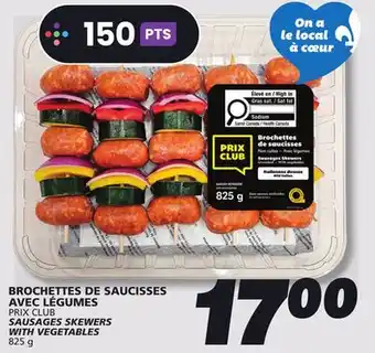 IGA PRIX CLUB SAUSAGES SKEWERS WITH VEGETABLES offer