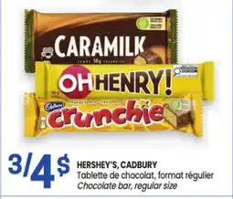 Uniprix HERSHEY'S, CADBURY Tablette de chocolat, format régulier / Chocolate bar, regular size offer
