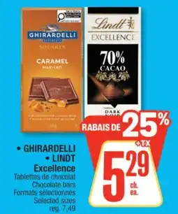 Jean Coutu GHIRARDELLI & LINDT Excellence Chocolate bars Selected sizes offer