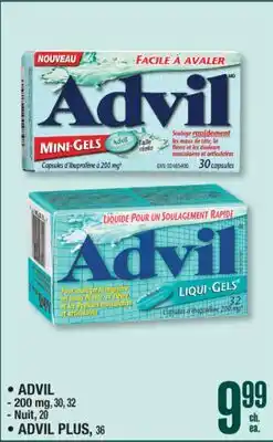 Jean Coutu ADVIL - 200 mg, 30, 32 Nuit, 20 ADVIL PLUS, 36 offer
