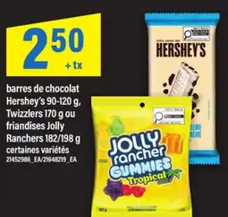 Maxi BARRES DE CHOCOLAT HERSHEY'S, 90-120 G, TWIZZLERS, 170 G OU FRIANDISES JOLLY RANCHERS, 182/198 G offer