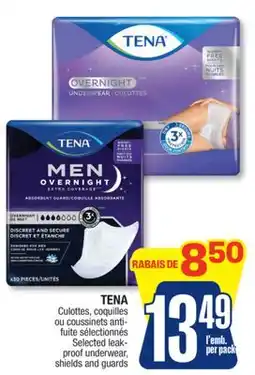 Jean Coutu TENA Selected leak- proof underwear, shields and guards offer