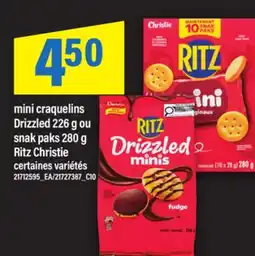 Maxi MINI CRAQUELINS DRIZZLED, 226 G OU SNAK PAKS, 280 G RITZ CHRISTIE offer