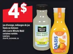 Maxi JUS D'ORANGE, MÉLANGES DE JUS OASIS OU BOISSON ZÉRO SUCRE MINUTE MAID, 1,54/1 offer