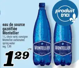 Marché Richelieu EAU DE SOURCE GAZÉIFIÉE MONTELLIER | MONTELLIER CARBONATED SPRING WATER offer
