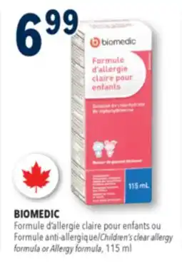 Familiprix BIOMEDIC, children's clear allergy formula or allergy formula offer