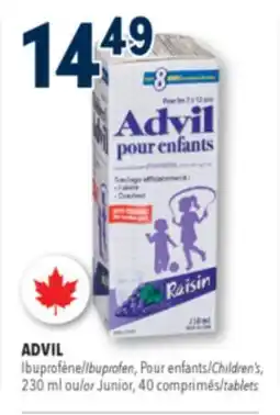 Familiprix ADVIL, ibuprofen, children's, 230 ml or junior, 40 tablets offer