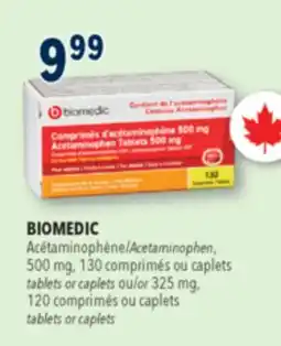 Familiprix BIOMEDIC Acetaminophen, 500mg, 130tablets or caplets or 325mg, tablets or caplets offer