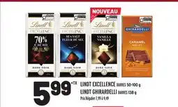 Metro LINDT EXCELLENCE BARRES 50-100 G LINDT GHIRARDELLI BARRES 138 G offer