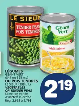 Marché Bonichoix GÉANT VERT (341 or 398 mL) OR LE SIEUR (398 mL) VEGETABLES OR TENDER PEAS offer