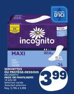 Marché Bonichoix INCOGNITO PADS OR PANTILINERS offer