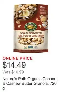 Costco Nature's Path Organic Coconut & Cashew Butter Granola offer