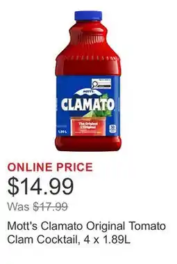 Costco Mott's Clamato Original Tomato Clam Cocktail offer