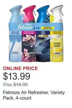 Costco Febreze Air Refresher, Variety Pack, 4-count offer