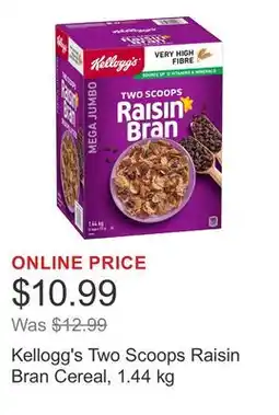 Costco Kellogg's Two Scoops Raisin Bran Cereal offer