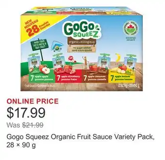 Costco Gogo Squeez Organic Fruit Sauce Variety Pack, 28 × offer