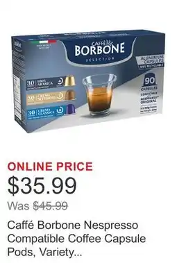 Costco Caffé Borbone Nespresso Compatible Coffee Capsule Pods, Variety Box, 90-count offer