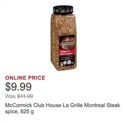 Costco McCormick Club House La Grille Montreal Steak spice offer