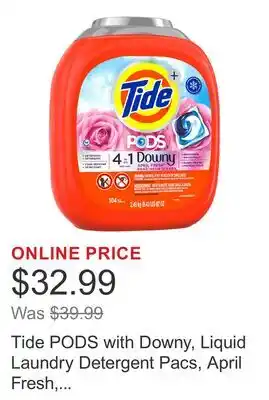 Costco Tide PODS with Downy, Liquid Laundry Detergent Pacs, April Fresh, 104-count offer