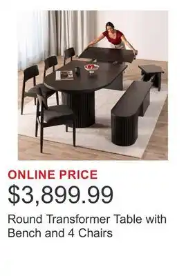 Costco Round Transformer Table with Bench and 4 Chairs offer