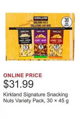 Costco Kirkland Signature Snacking Nuts Variety Pack, 30 × offer