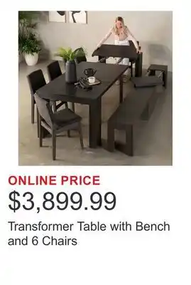 Costco Transformer Table with Bench and 6 Chairs offer