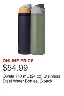 Costco Owala 710 mL (24 oz) Stainless Steel Water Bottles, 2-pack offer