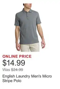 Costco English Laundry Men's Micro Stripe Polo offer