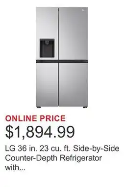 Costco LG 36 in. 23 cu. ft. Side-by-Side Counter-Depth Refrigerator with Ice and Water Dispenser offer