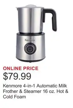 Costco Kenmore 4-in-1 Automatic Milk Frother & Steamer 16 oz. Hot & Cold Foam offer