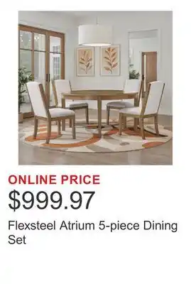 Costco Flexsteel Atrium 5-piece Dining Set offer