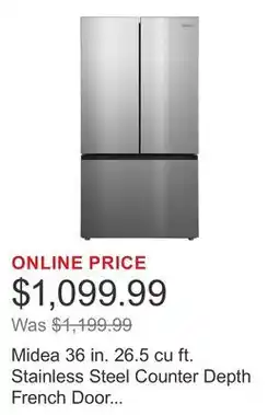 Costco Midea 36 in. 26.5 cu ft. Stainless Steel Counter Depth French Door Refrigerator offer