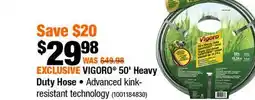 Home Depot Vigoro 50 heavy duty hose advanced kink-resistant technology offer