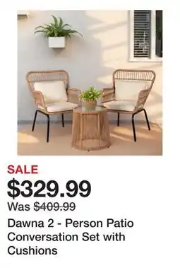 Wayfair Dawna 2 - Person Patio Conversation Set with Cushions offer