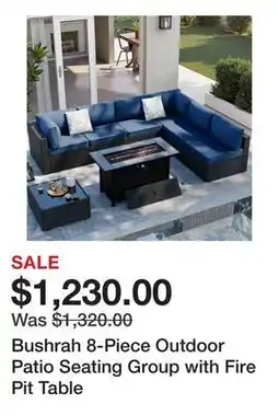 Wayfair Bushrah 8-Piece Outdoor Patio Seating Group with Fire Pit Table offer