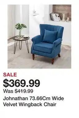 Wayfair Johnathan 73.66Cm Wide Velvet Wingback Chair offer