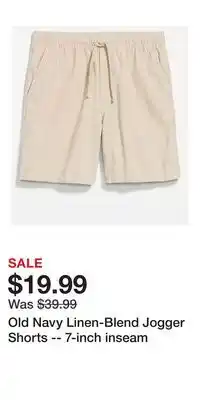 Old Navy Old Navy Linen-Blend Jogger Shorts -- 7-inch inseam offer