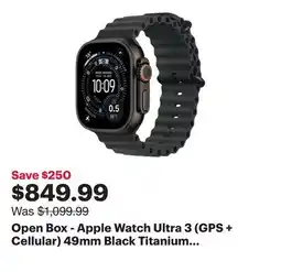 Best Buy Open Box - Apple Watch Ultra 3 (GPS + Cellular) 49mm Black Titanium Case with Black Ocean Band offer