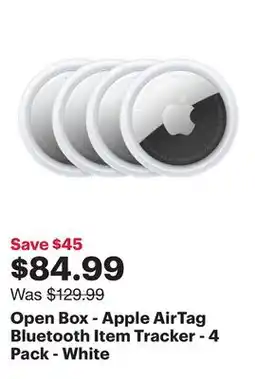 Best Buy Open Box - Apple AirTag Bluetooth Item Tracker - 4 Pack - White offer