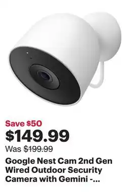 Best Buy Google Nest Cam 2nd Gen Wired Outdoor Security Camera with Gemini - Snow offer